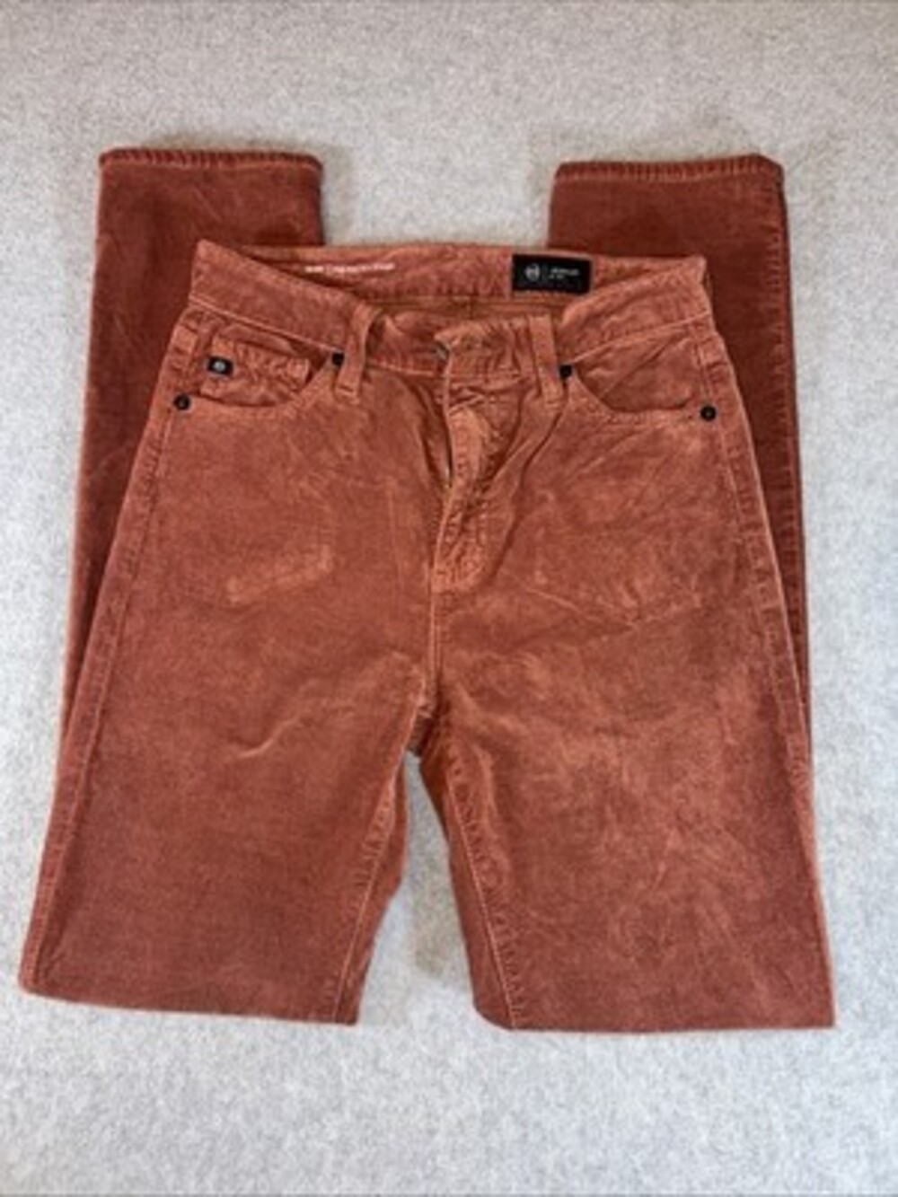 AG Los Angeles Mari Style High-Rise Slim Burnt Orange Color Jeans - Size 26R